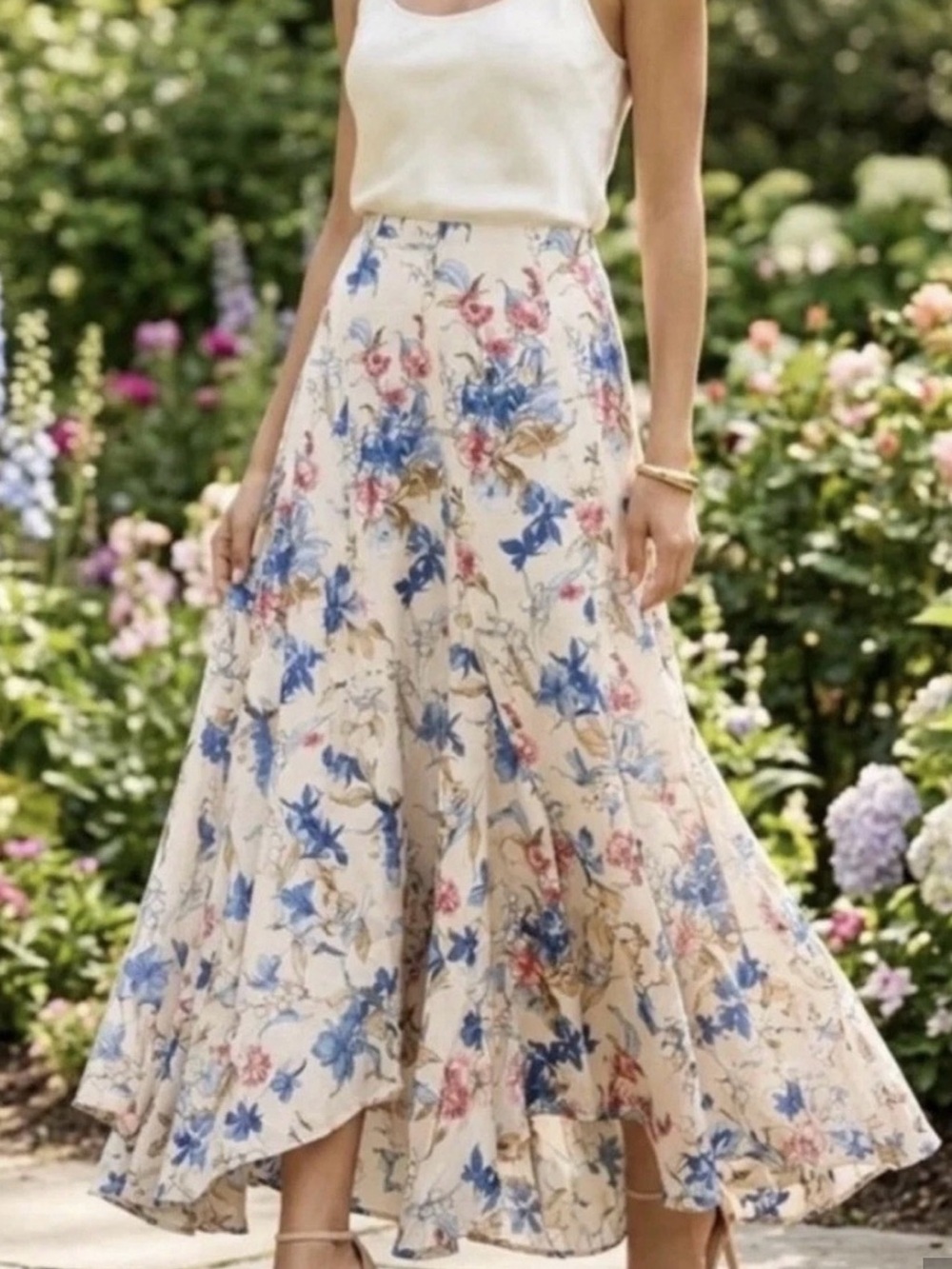 Tuckernuck Mallory Maxi skirt snowberry blue floral